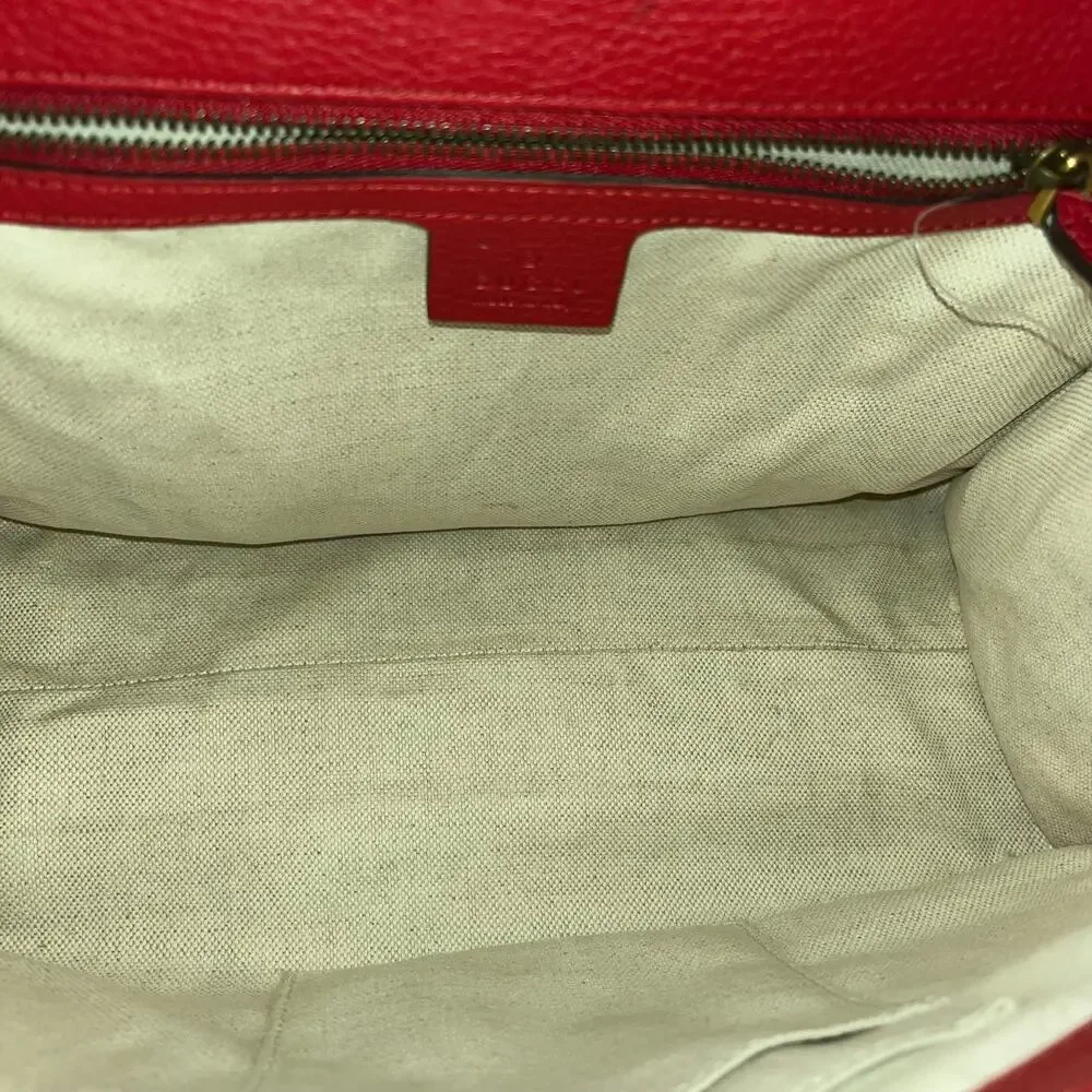 GUCCI GG Marmont Red Pebbled Leather Top Handle Bag